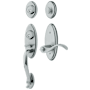 Baldwin Left Handed Landon Double Cylinder Two Point Handleset with Wave Interior Lever Polished Chrome