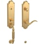 Baldwin Manchester Right Handed One Piece Single Cylinder Keyed Entry Handleset with 5455V Interior Lever from the Estate Collection Lifetime Satin Brass