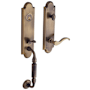 Baldwin Manchester Right Handed One Piece Single Cylinder Keyed Entry Handleset with 5455V Interior Lever from the Estate Collection Satin Brass and Black