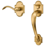 Baldwin Boulder Sectional Entry Right Handed Handle Set Kit with Interior Boulder Lever Lifetime PVD Satin Brass
