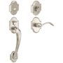Baldwin Boulder Right Handed Sectional Single Cylinder Keyed Entry Handleset with Beavertail Interior Lever from the Estate Collection Lifetime Satin Nickel