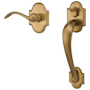 Baldwin Boulder Sectional Entry Right Handed Handle Set Kit with Interior Boulder Lever Satin Brass and Brown