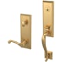 Baldwin Stonegate Left Handed One Piece Single Cylinder Keyed Entry Handleset with 5445V Interior Lever from the Estate Collection Lifetime Satin Brass