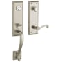 Baldwin Stonegate Left Handed One Piece Single Cylinder Keyed Entry Handleset with 5445V Interior Lever from the Estate Collection Lifetime Satin Nickel