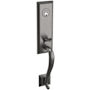 Baldwin Stonegate Right Handed One Piece Single Cylinder Keyed Entry Handleset with 5445V Interior Lever from the Estate Collection Lifetime Graphite Nickel