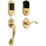 Baldwin Boulder Z-Wave Right Handed Sectional Electronic Keyless Entry Handleset with Beavertail Interior Lever from the Estate Collection Lifetime Satin Brass