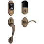 Baldwin Boulder Z-Wave Right Handed Sectional Electronic Keyless Entry Handleset with Beavertail Interior Lever from the Estate Collection Satin Brass and Black