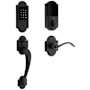 Baldwin Boulder Z-Wave Right Handed Sectional Electronic Keyless Entry Handleset with Beavertail Interior Lever from the Estate Collection Satin Black