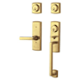 Baldwin Soho Double Cylinder Two Point Handleset with a Right Handed Soho Interior Lever Lifetime Polished Brass