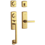 Baldwin Soho Left Handed Sectional Single Cylinder Keyed Entry Handleset with 5485V Interior Lever from the Estate Collection Lifetime Polished Brass