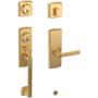 Baldwin Soho Right Handed Sectional Single Cylinder Keyed Entry Handleset with 5485V Interior Lever from the Estate Collection Lifetime Satin Brass