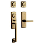 Baldwin Soho Double Cylinder Two Point Handleset with a Left Handed Soho Interior Lever Satin Brass and Black