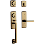 Baldwin Soho Left Handed Sectional Single Cylinder Keyed Entry Handleset with 5485V Interior Lever from the Estate Collection Satin Brass and Black