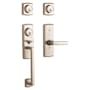 Baldwin Soho Double Cylinder Two Point Handleset with a Left Handed Soho Interior Lever Lifetime Satin Nickel