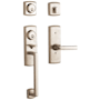 Baldwin Soho Left Handed Sectional Single Cylinder Keyed Entry Handleset with 5485V Interior Lever from the Estate Collection Lifetime Satin Nickel
