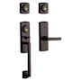 Baldwin Soho Double Cylinder Two Point Handleset with a Left Handed Soho Interior Lever Venetian Bronze