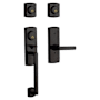 Baldwin Soho Double Cylinder Two Point Handleset with a Left Handed Soho Interior Lever Distressed Oil Rubbed Bronze