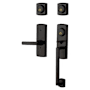 Baldwin Soho Double Cylinder Two Point Handleset with a Right Handed Soho Interior Lever Distressed Oil Rubbed Bronze