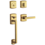 Baldwin Right Handed Soho Sectional Double Cylinder Handleset with Interior Soho Lever Non-Lacquered Brass