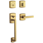 Baldwin Soho Right Handed Sectional Single Cylinder Keyed Entry Handleset with 5485V Interior Lever from the Estate Collection Non-Lacquered Brass