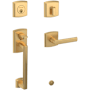 Baldwin Soho Right Handed Sectional Single Cylinder Keyed Entry Handleset with 5485V Interior Lever from the Estate Collection Lifetime Satin Brass