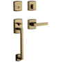 Baldwin Soho Right Handed Sectional Single Cylinder Keyed Entry Handleset with 5485V Interior Lever from the Estate Collection Satin Brass and Black