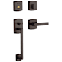 Baldwin Soho Right Handed Sectional Single Cylinder Keyed Entry Handleset with 5485V Interior Lever from the Estate Collection Venetian Bronze