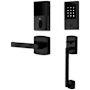 Baldwin Soho Left Handed Sectional Electronic Keyless Entry Handleset with 5485V Interior Lever from the Estate Collection Satin Black