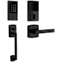Baldwin Soho Right Handed Sectional Electronic Keyless Entry Handleset with 5485V Interior Lever from the Estate Collection Satin Black
