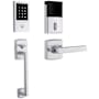 Baldwin Soho Right Handed Sectional Electronic Keyless Entry Handleset with 5485V Interior Lever from the Estate Collection Polished Chrome