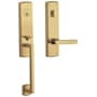 Baldwin Soho Right Handed One Piece Single Cylinder Keyed Entry Handleset with 5485V Interior Lever from the Estate Collection Lifetime Polished Brass