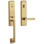 Baldwin Soho Right Handed One Piece Single Cylinder Keyed Entry Handleset with 5485V Interior Lever from the Estate Collection Non-Lacquered Brass