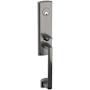Baldwin Soho Right Handed One Piece Single Cylinder Keyed Entry Handleset with 5485V Interior Lever from the Estate Collection Lifetime Graphite Nickel
