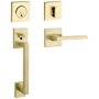 Baldwin Minneapolis Right Handed Sectional Single Cylinder Keyed Entry Handleset with 5162 Interior Lever from the Estate Collection Lifetime Satin Brass