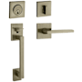 Baldwin Minneapolis Right Handed Sectional Single Cylinder Keyed Entry Handleset with 5162 Interior Lever from the Estate Collection Satin Brass and Black