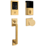 Baldwin Minneapolis Z-Wave Sectional Electronic Keyless Entry Handleset with 5055 Interior Knob from the Estate Collection Lifetime Satin Brass