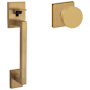 Baldwin Minneapolis Sectional Handleset with 5055 Knob from the Estate Collection - Minus Deadbolt Satin Brass and Brown