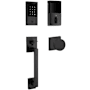 Baldwin Minneapolis Z-Wave Sectional Electronic Keyless Entry Handleset with 5055 Interior Knob from the Estate Collection Satin Black