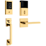 Baldwin Minneapolis Right Handed Sectional Electronic Keyless Entry Handleset with 5162 Interior Lever from the Estate Collection Lifetime Polished Brass