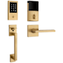 Baldwin Minneapolis Z-Wave Right Handed Sectional Electronic Keyless Entry Handleset with 5162 Interior Lever from the Estate Collection Vintage Brass