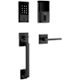 Baldwin Minneapolis Z-Wave Left Handed Sectional Electronic Keyless Entry Handleset with 5162 Interior Lever from the Estate Collection Satin Black