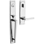 Baldwin Palm Springs Left Handed Single Cylinder Keyed Entry Full Plate Handleset with L024 Interior Lever from the Estate Collection Polished Chrome