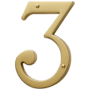 Baldwin Solid Brass Residential House Number 3 Lifetime Polished Brass
