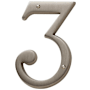 Baldwin Solid Brass Residential House Number 3 Lifetime Satin Nickel