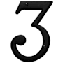 Baldwin Solid Brass Residential House Number 3 Satin Black