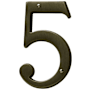 Baldwin Solid Brass Residential House Number 5 Satin Brass and Black