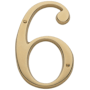 Baldwin Solid Brass Residential House Number 6 Lifetime Polished Brass