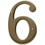Baldwin Solid Brass Residential House Number 6 Vintage Brass