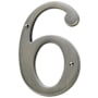 Baldwin Solid Brass Residential House Number 6 Lifetime Satin Nickel