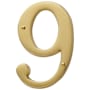 Baldwin Solid Brass Residential House Number 9 Lifetime Polished Brass